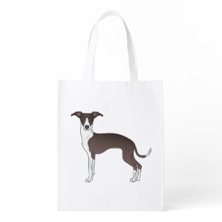 Seal And White Italian Greyhound Cute Cartoon Dog Grocery Bag