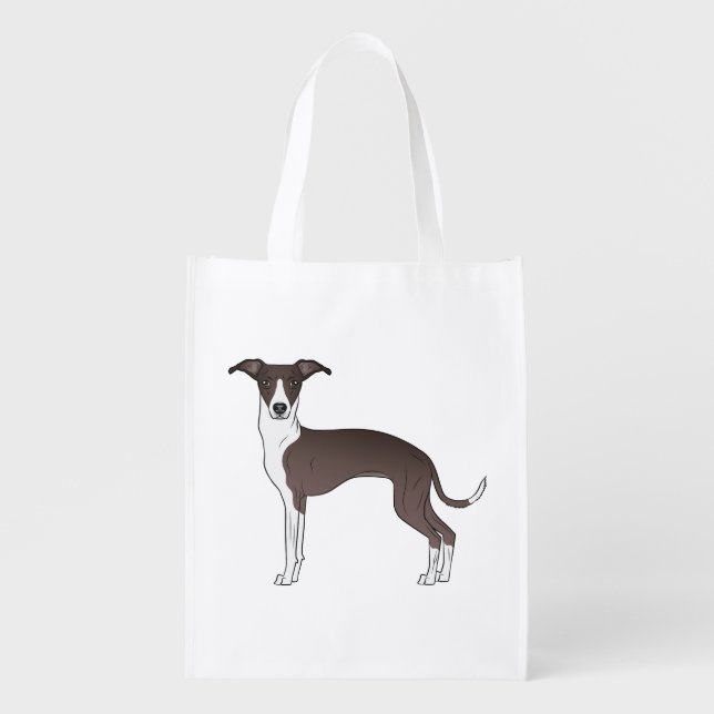 Seal And White Italian Greyhound Cute Cartoon Dog Grocery Bag (Front)