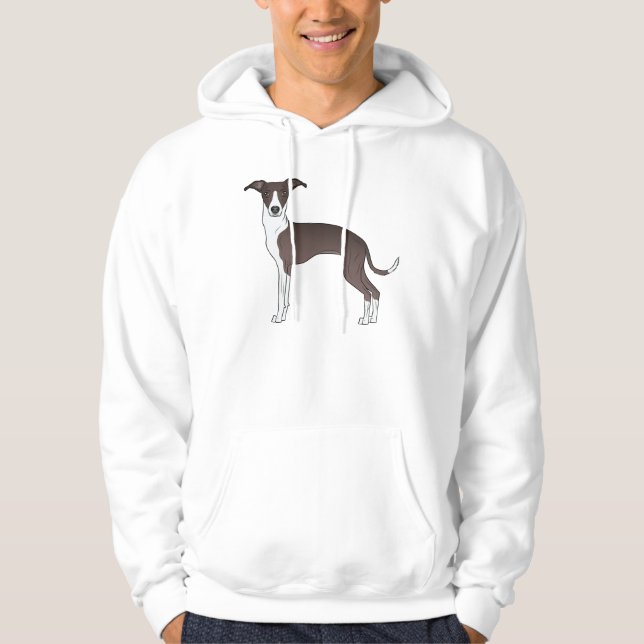 Seal And White Italian Greyhound Cute Cartoon Dog Hoodie (Front)
