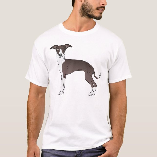 Seal And White Italian Greyhound Cute Cartoon Dog T-Shirt (Front)