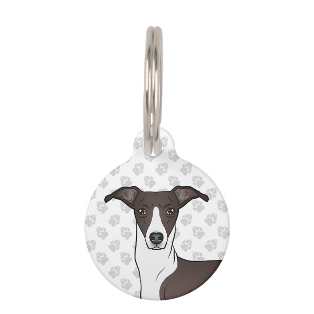 Seal And White Italian Greyhound Dog Head Pet ID Tag (Front)