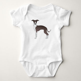 Seal And White Italian Greyhound Dog Illustration Baby Bodysuit