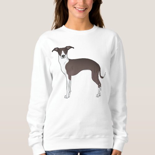 Seal And White Italian Greyhound Dog Illustration Sweatshirt