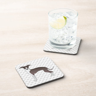 Seal And White Italian Greyhound Dog With Paws Beverage Coaster