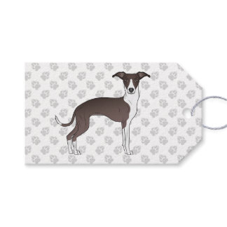 Seal And White Italian Greyhound Dog With Paws Gift Tags