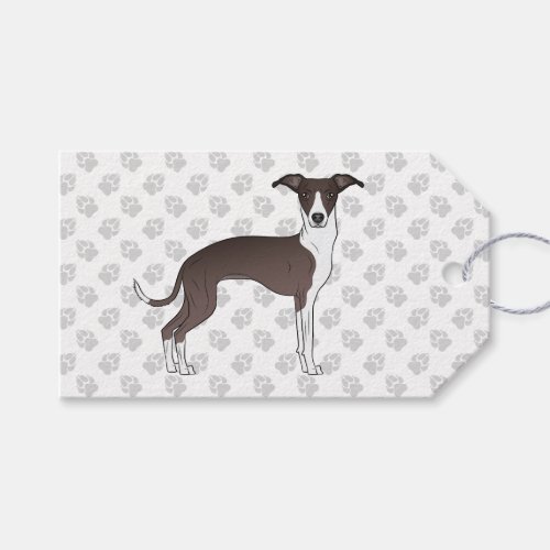 Seal And White Italian Greyhound Dog With Paws Gift Tags