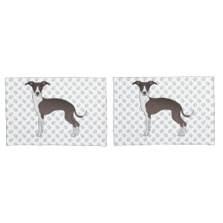 Seal And White Italian Greyhound Dog With Paws Pillow Case