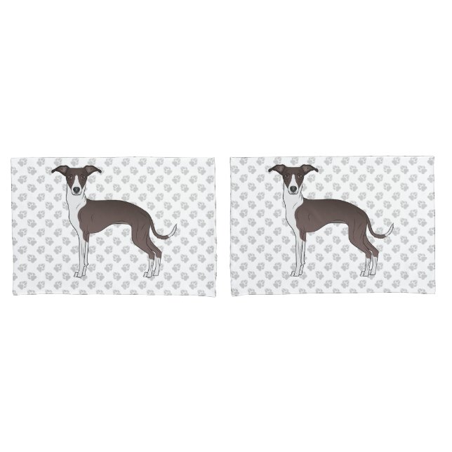 Seal And White Italian Greyhound Dog With Paws Pillow Case (Front-Set)