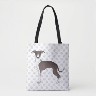 Seal And White Italian Greyhound Dog With Paws Tote Bag