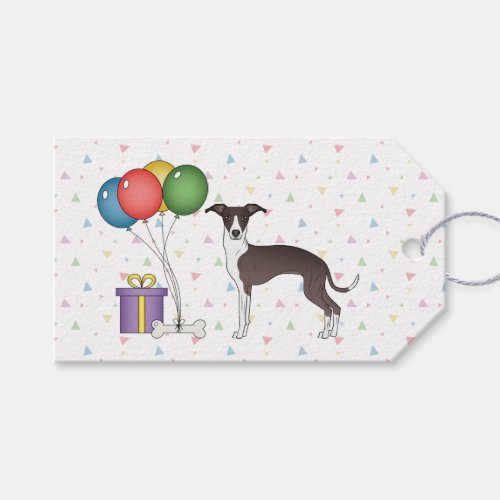 Seal And White Italian Greyhound _ Happy Birthday Gift Tags