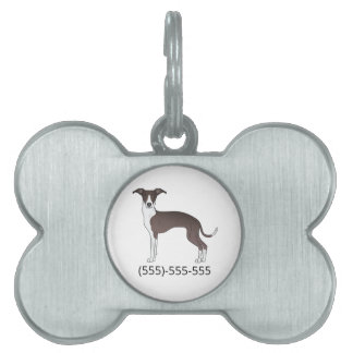 Seal And White Italian Greyhound &amp; Phone Number Pet ID Tag