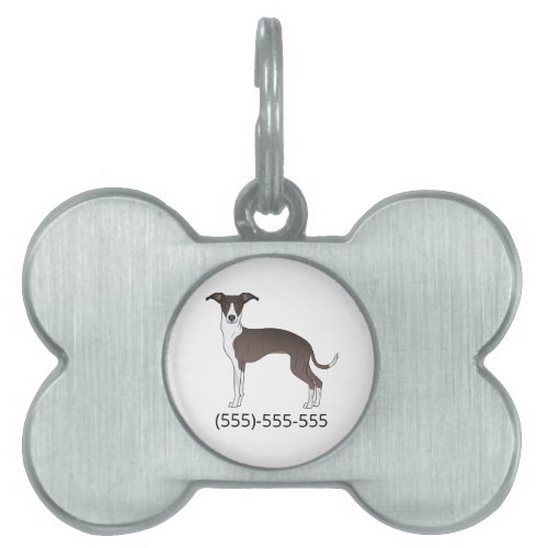 Seal And White Italian Greyhound  Phone Number Pet ID Tag