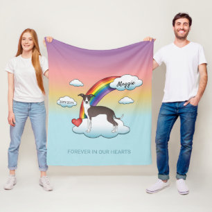 Seal And White Italian Greyhound Rainbow Memorial Fleece Blanket