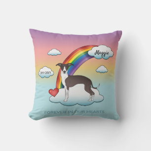 Seal And White Italian Greyhound Rainbow Memorial Throw Pillow