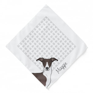 Seal And White Italian Greyhound With Custom Name Bandana