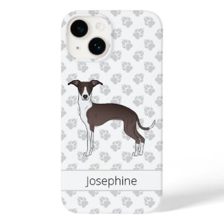 Seal And White Italian Greyhound With Custom Name Case-Mate iPhone 14 Case