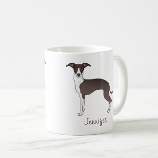 Seal And White Italian Greyhound With Custom Name Coffee Mug