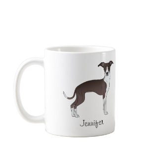 Seal And White Italian Greyhound With Custom Name Coffee Mug