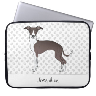 Seal And White Italian Greyhound With Custom Name Laptop Sleeve