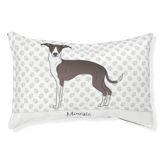 Seal And White Italian Greyhound With Custom Name Pet Bed