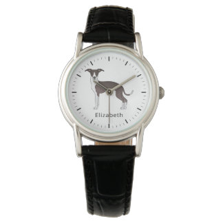Seal And White Italian Greyhound With Custom Name Watch