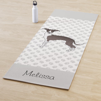 Seal And White Italian Greyhound With Custom Name Yoga Mat