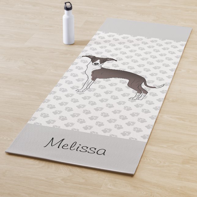 Seal And White Italian Greyhound With Custom Name Yoga Mat (In Situ)