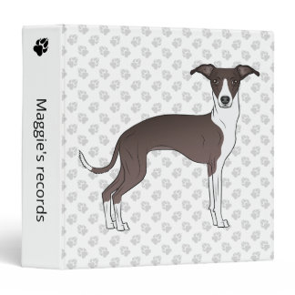 Seal And White Italian Greyhound With Custom Text 3 Ring Binder