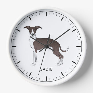 Seal And White Italian Greyhound With Custom Text Clock
