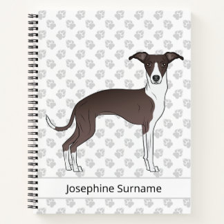 Seal And White Italian Greyhound With Custom Text Notebook