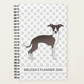 Seal And White Italian Greyhound With Custom Text Planner