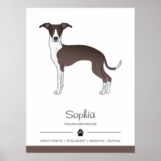Seal And White Italian Greyhound With Custom Text Poster