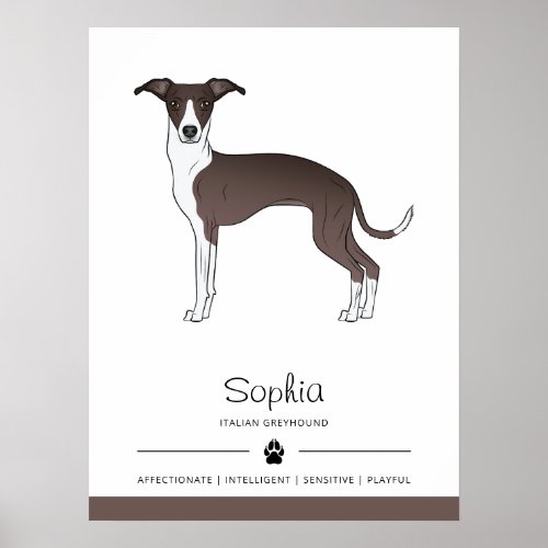 Seal And White Italian Greyhound With Custom Text Poster