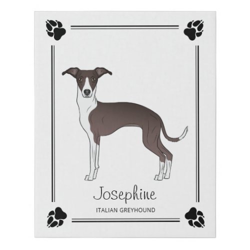Seal And White Italian Greyhound With Paws  Text Faux Canvas Print