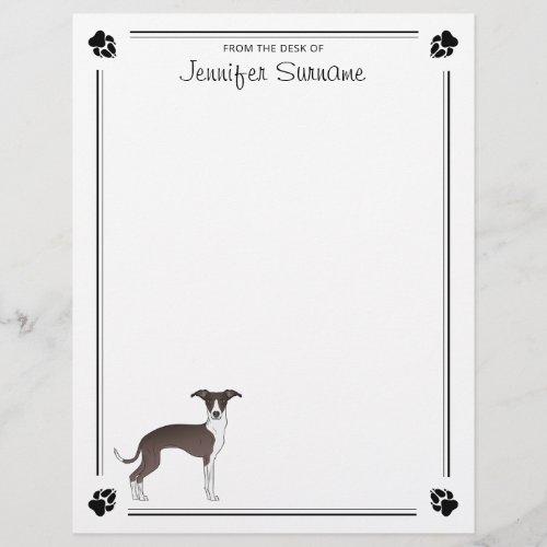 Seal And White Italian Greyhound With Paws  Text Letterhead