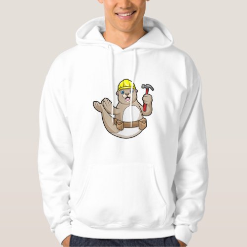Seal as Carpenter with Hammer  Hat Hoodie