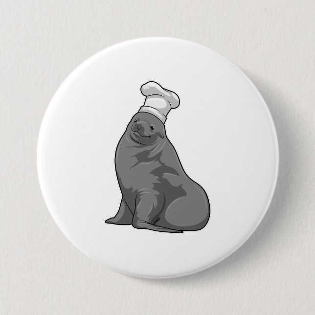 Seal as Cook with Chef hat Button (Front)