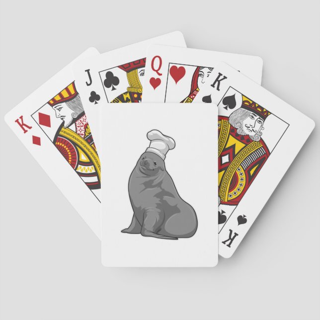 Seal as Cook with Chef hat Poker Cards (Back)