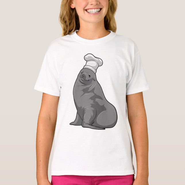 Seal as Cook with Chef hat T-Shirt (Front)