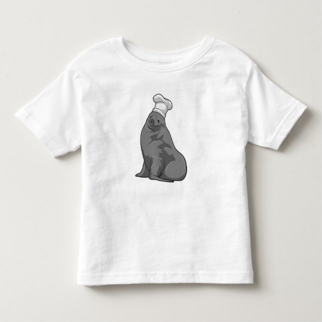 Seal as Cook with Chef hat Toddler T-shirt (Front)
