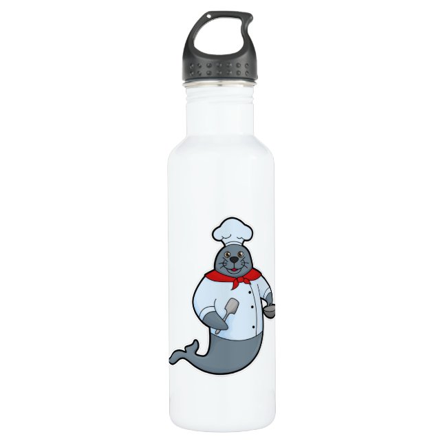Seal as Cook with Pan & Spatula Stainless Steel Water Bottle (Front)