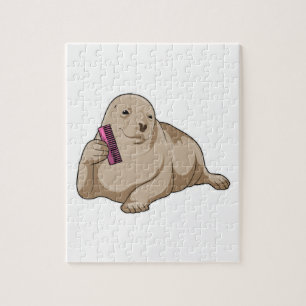 Seal as Hairdresser with Comb Jigsaw Puzzle