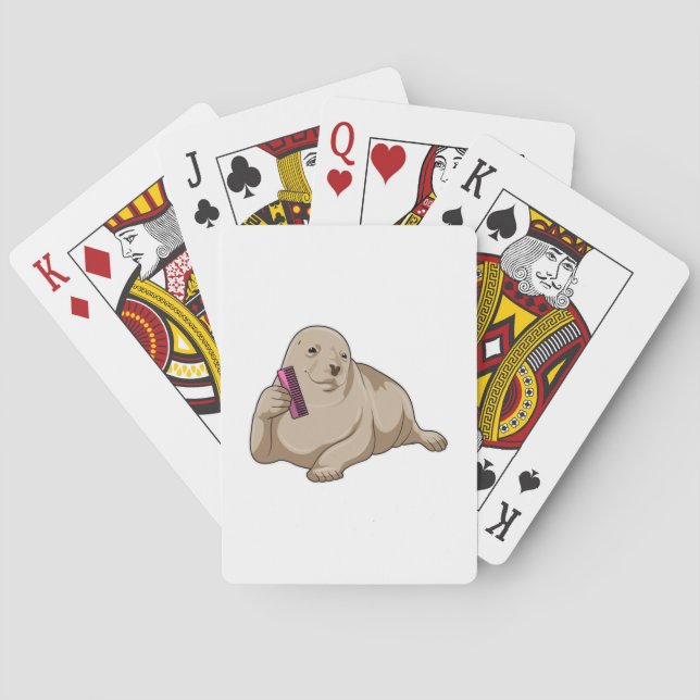 Seal as Hairdresser with Comb Poker Cards (Back)