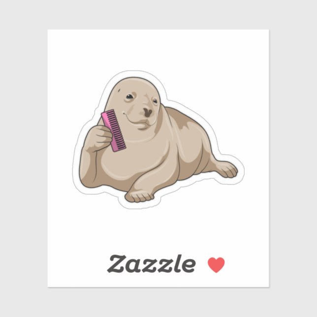 Seal as Hairdresser with Comb Sticker (Sheet)