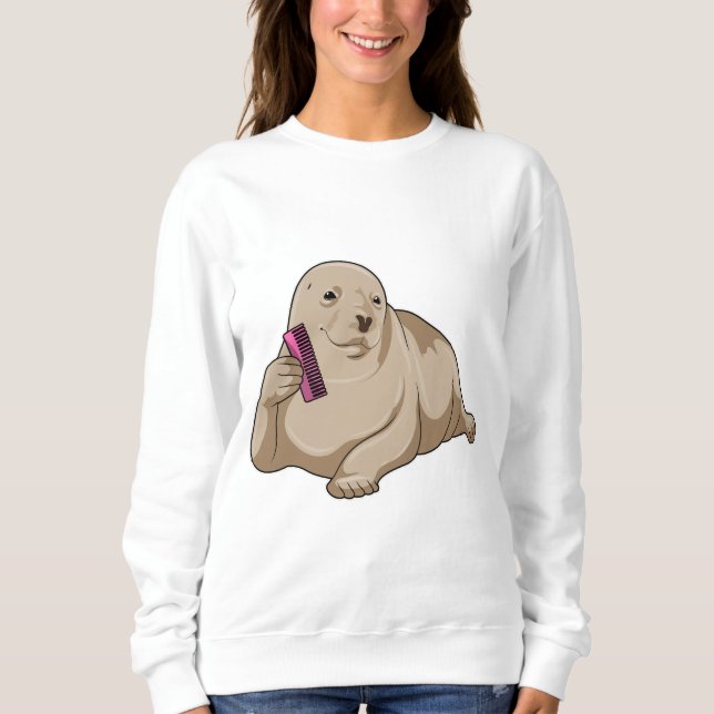 Seal as Hairdresser with Comb Sweatshirt (Front)