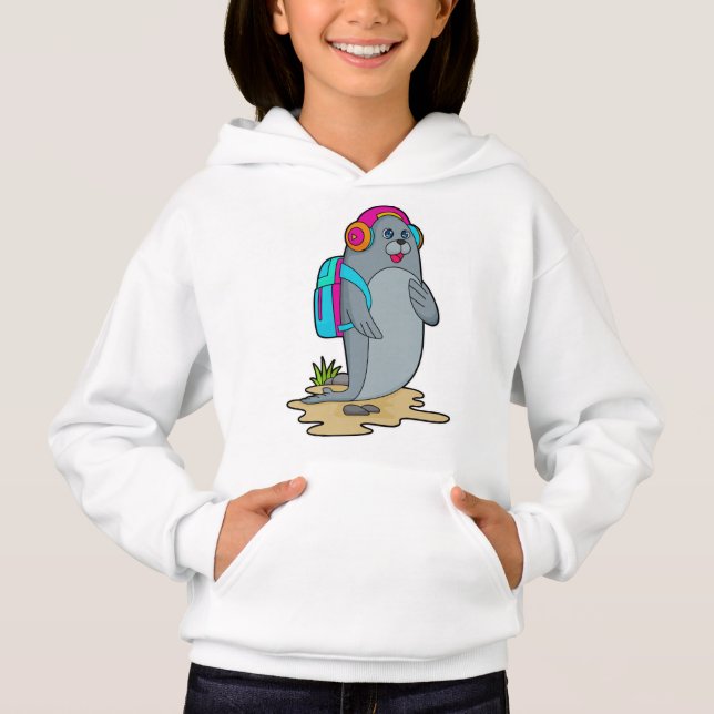Seal as Hiker with Backpack Hoodie (Front)