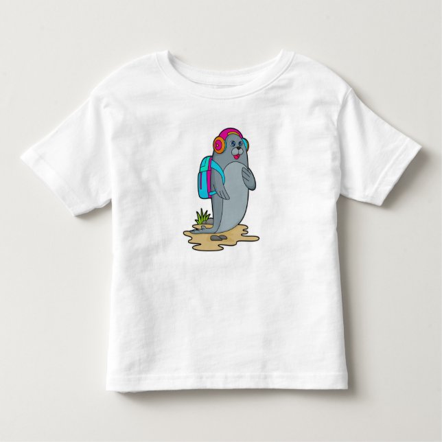 Seal as Hiker with Backpack Toddler T-shirt (Front)