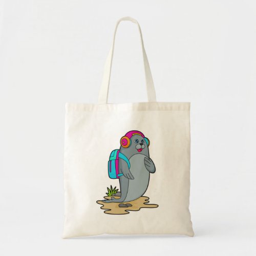 Seal as Hiker with Backpack Tote Bag