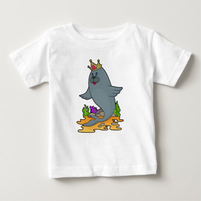 Seal as King with Crown Baby T-Shirt (Front)