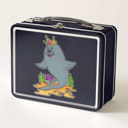 Seal as King with Crown Metal Lunch Box